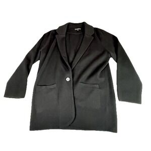 J.Crew Black Knit Blazer Cardigan Jacket Medium Pockets Career Core Quiet Luxury